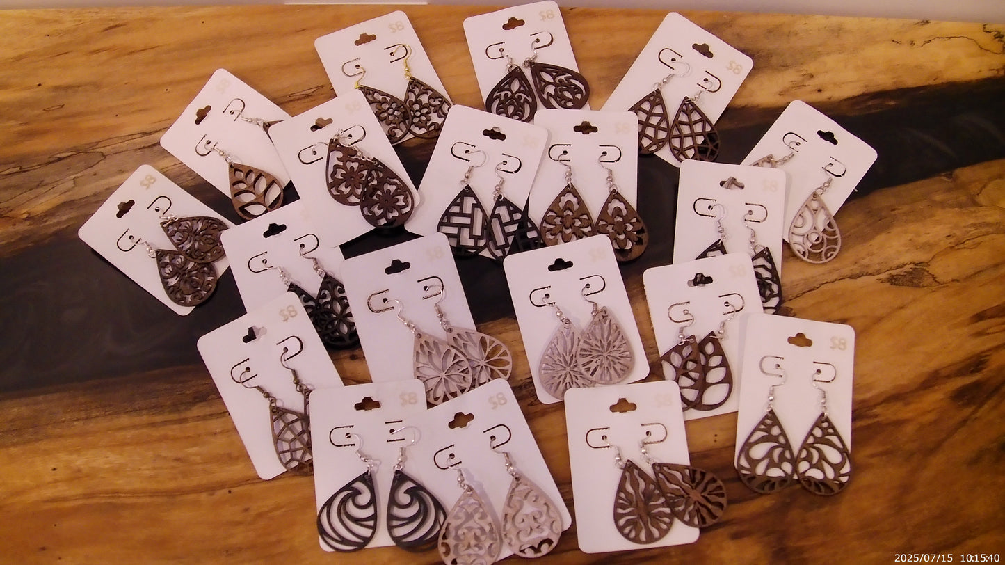 Teardrop Wooden Earrings