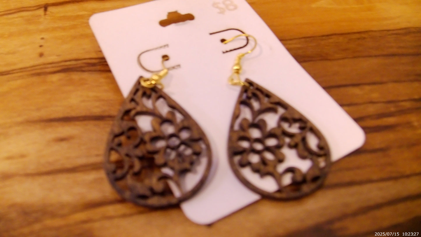 Teardrop Wooden Earrings