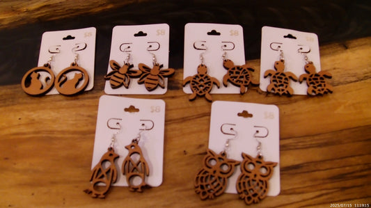 Wooden Animal Earrings