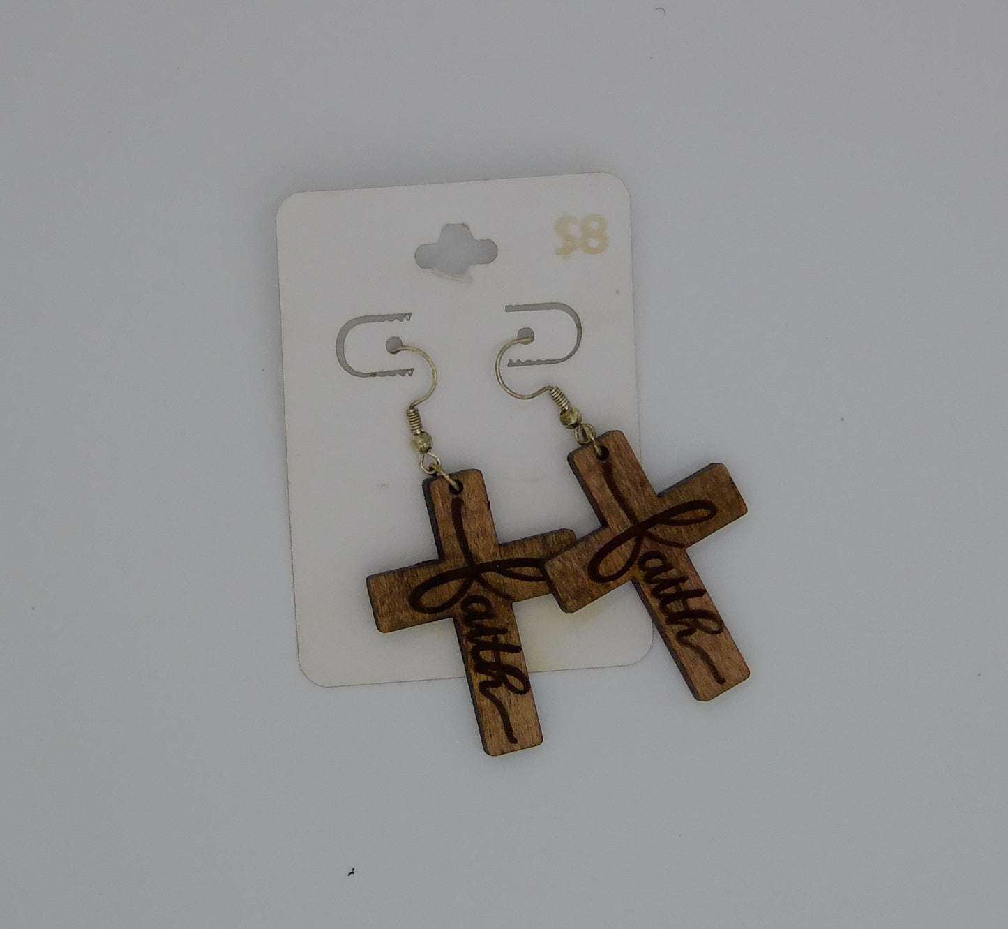 Wooden Cross Earrings